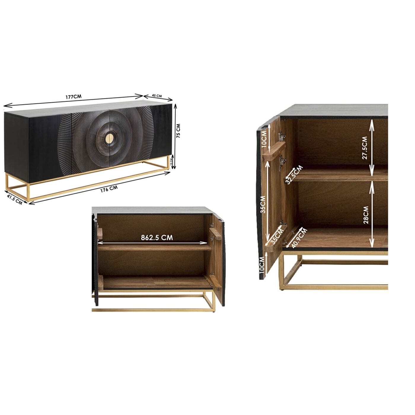 Dressoir Madeira Dark 177x75cm Kare Design Dressoir 86564