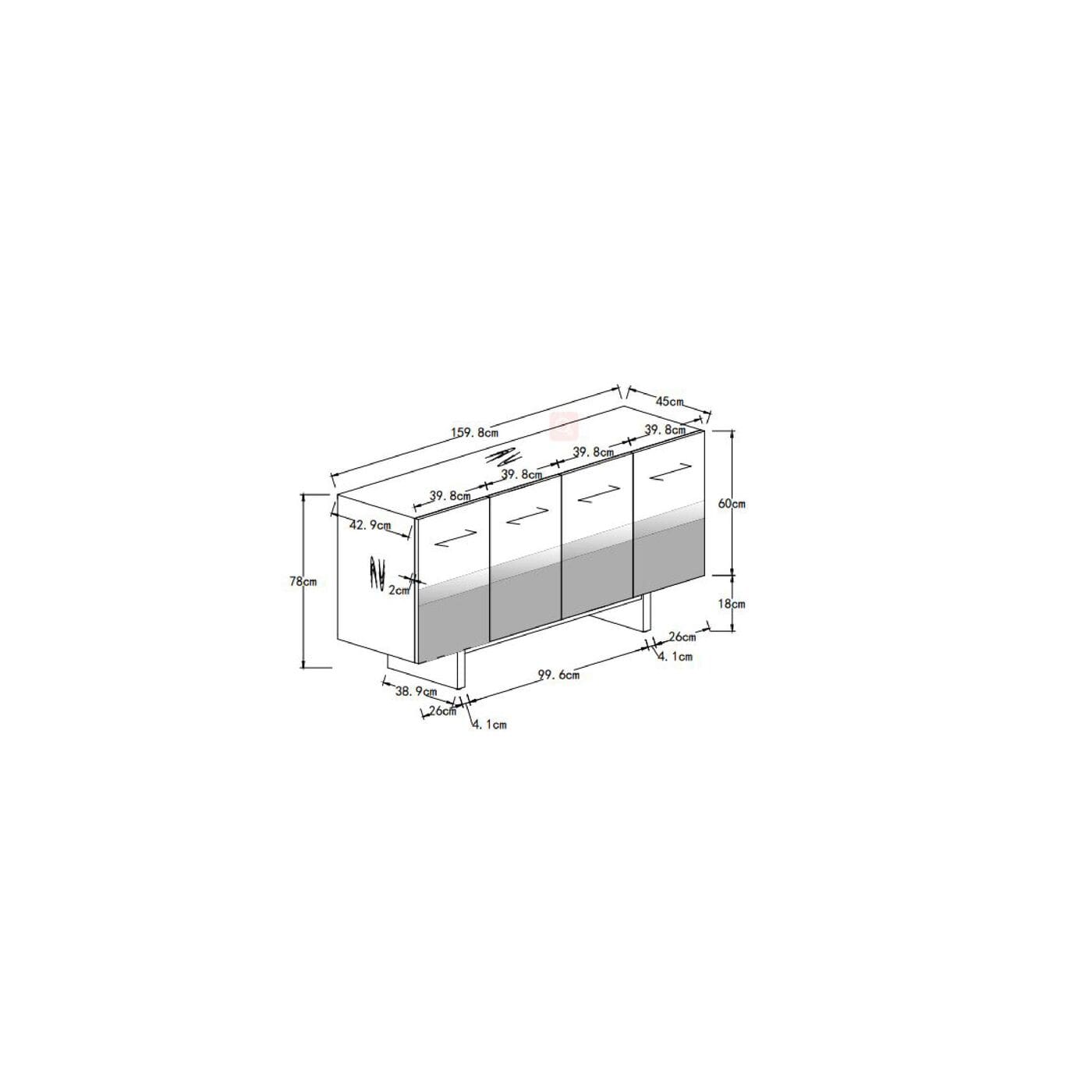 Dressoir Prezioso - 160x78cm - Afbeelding 20