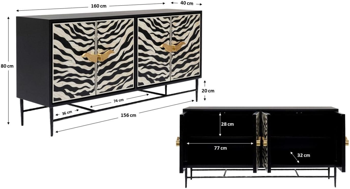 Dressoir Zebra 160x80cm - Afbeelding 18