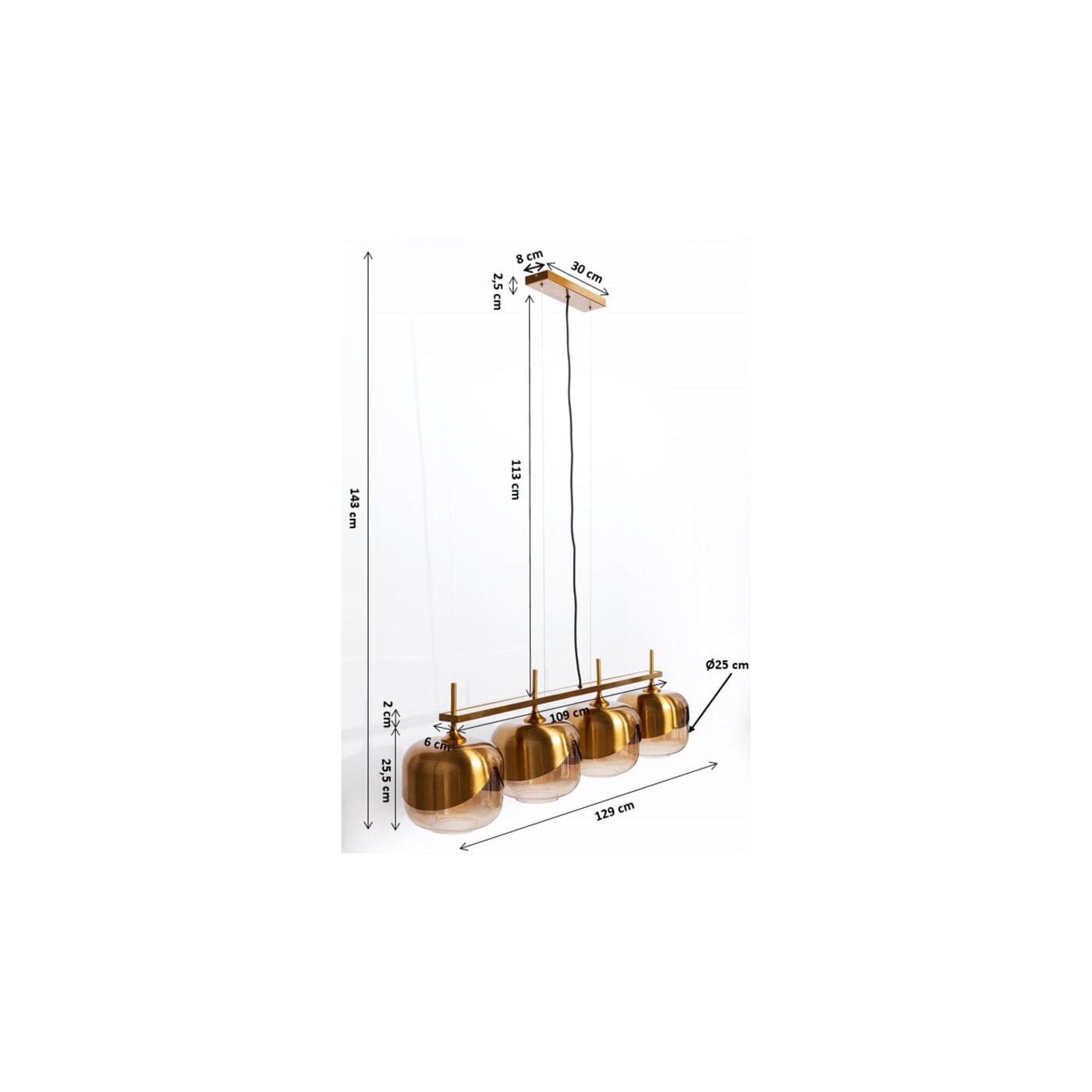 Hanglamp Golden Goblet Quattro 129cm Kare Design Hanglamp 51101