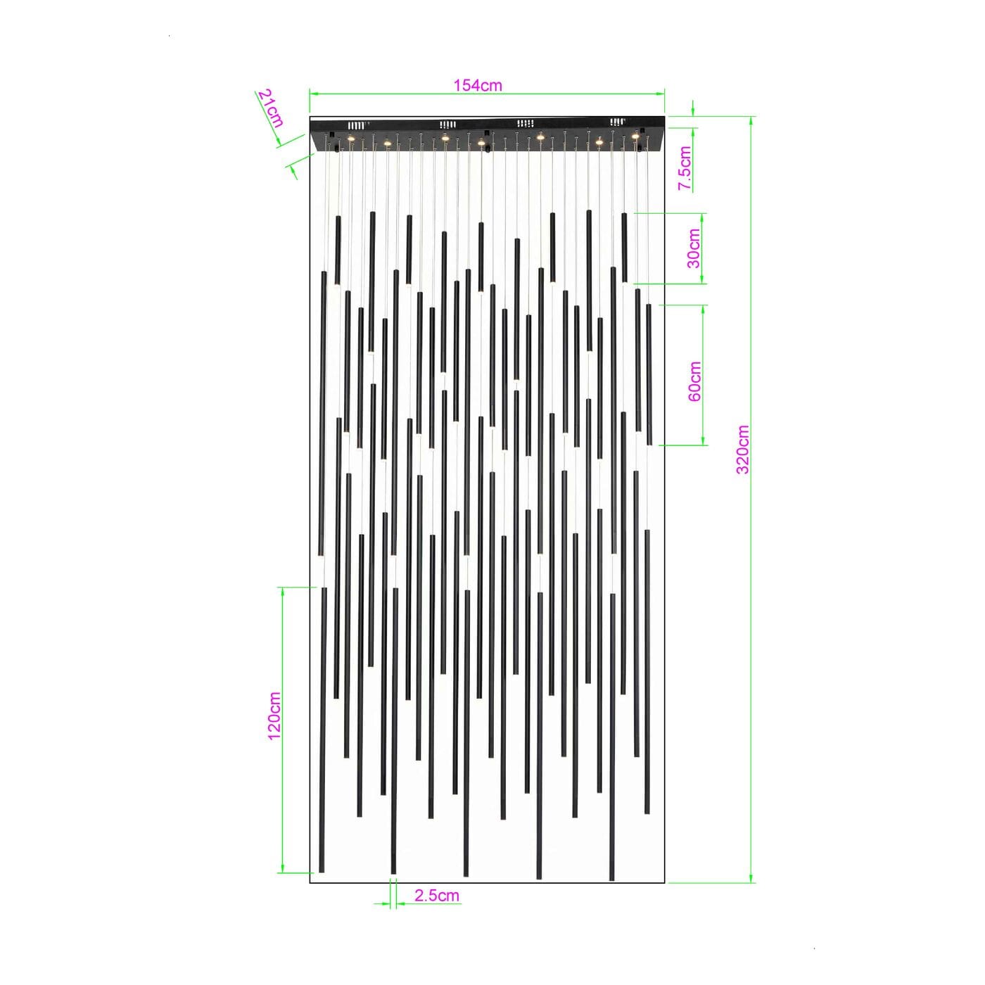 Hanglamp Living Vegas Deluxe Black Matt LED Kare Design Hanglamp 53665