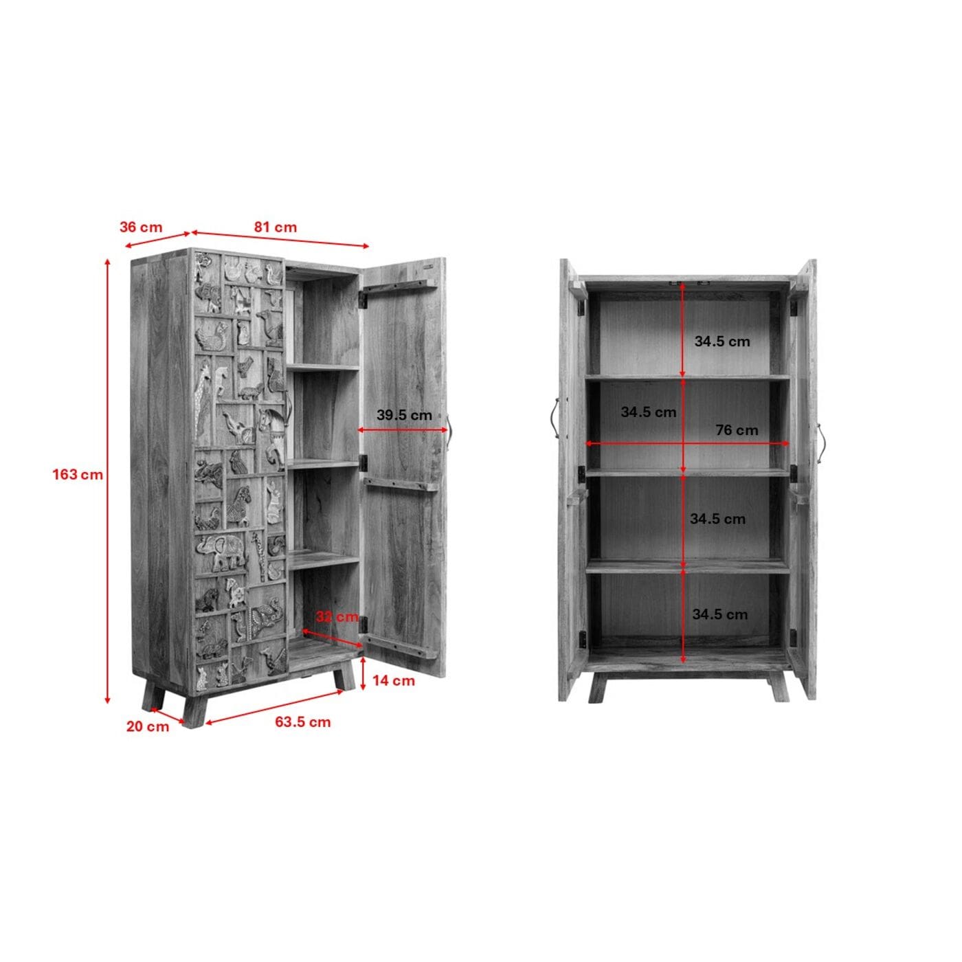 Kast Zoo 81x159cm Kare Design Kast|Bergkast 87494