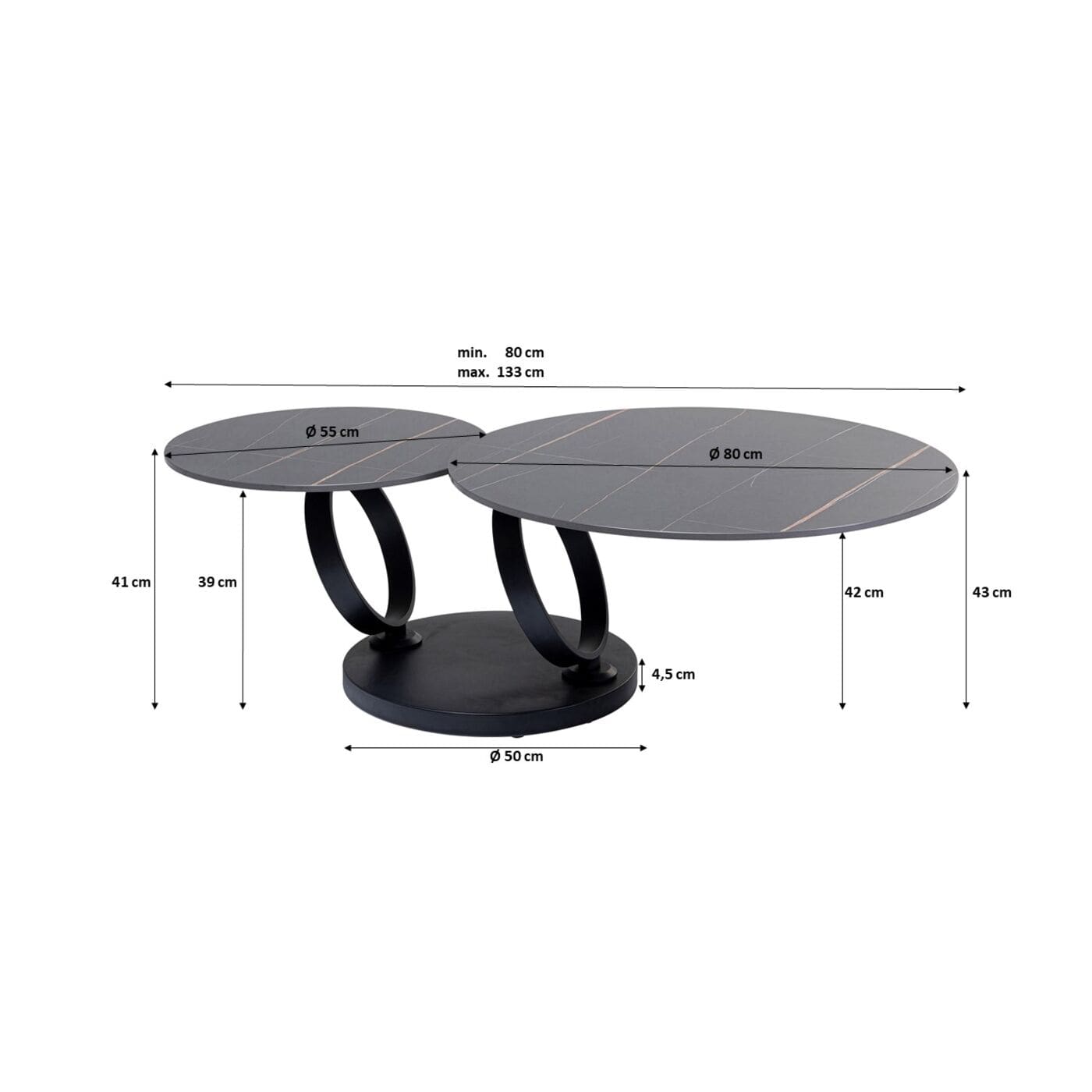 Salontafel Beverly black - 133x80cm - Afbeelding 27