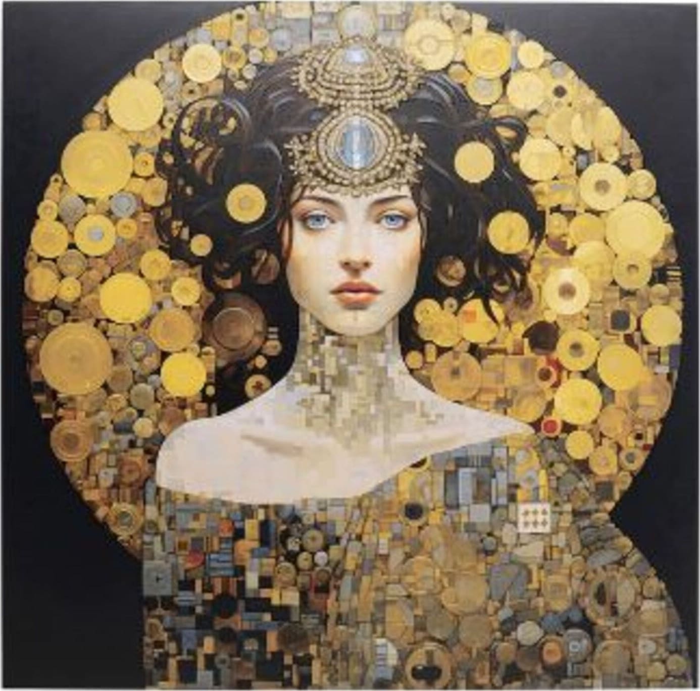 Schilderij Glas Art Nouveau Lady 3D 80x80cm Kare Design Schilderij 57826