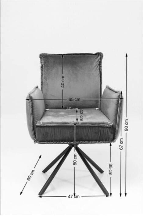 Swivel Armstoel Chelsea Grey Kare Design Armstoel 85769