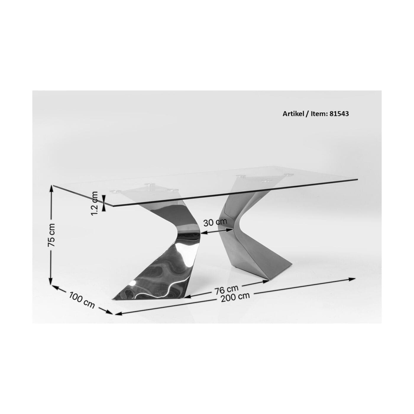 Tafel Gloria Black 200x100cm Kare Design Eettafel 85731