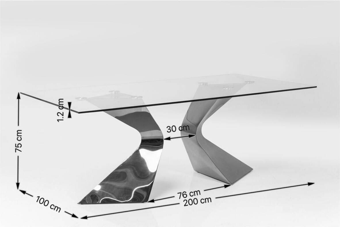 Tafel Gloria Chrome 200x100cm Kare Design Eettafel 81924