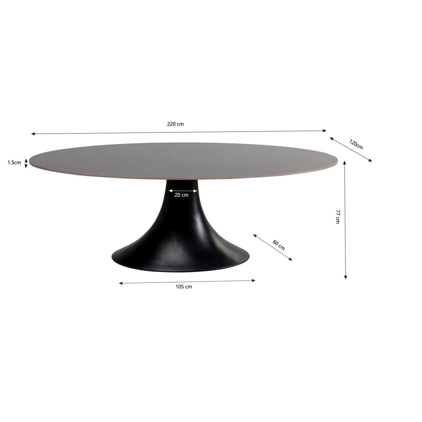 Tafel Grande Possibilita Black 220x120cm Kare Design Eettafel 86383