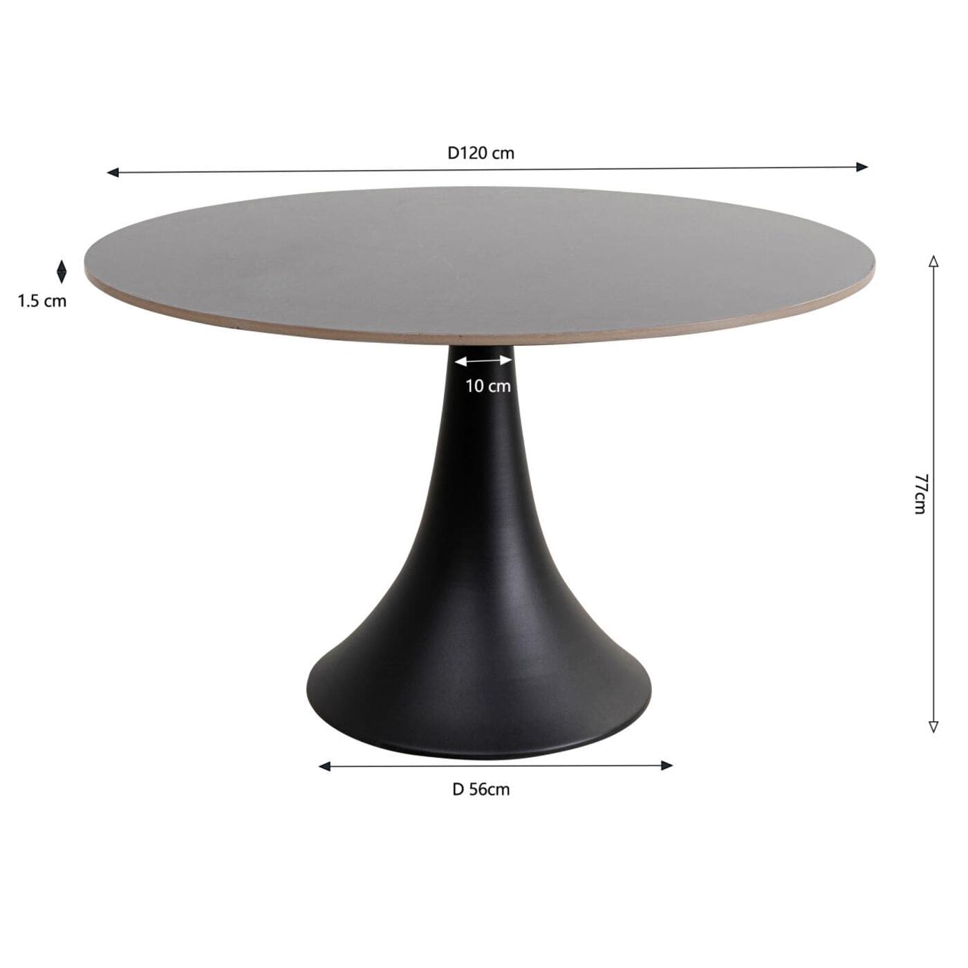 Tafel Grande Possibilita Black Ø120cm Kare Design Eettafel 86382