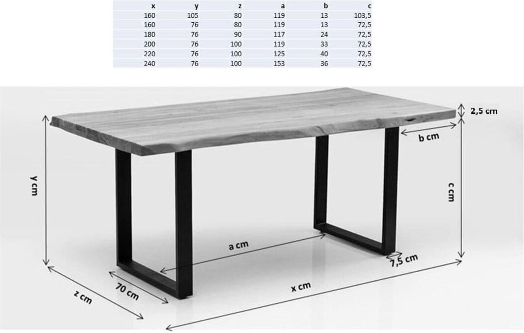 Tafel Jackie Oak Black 160x80 Kare Design Eettafel 84589