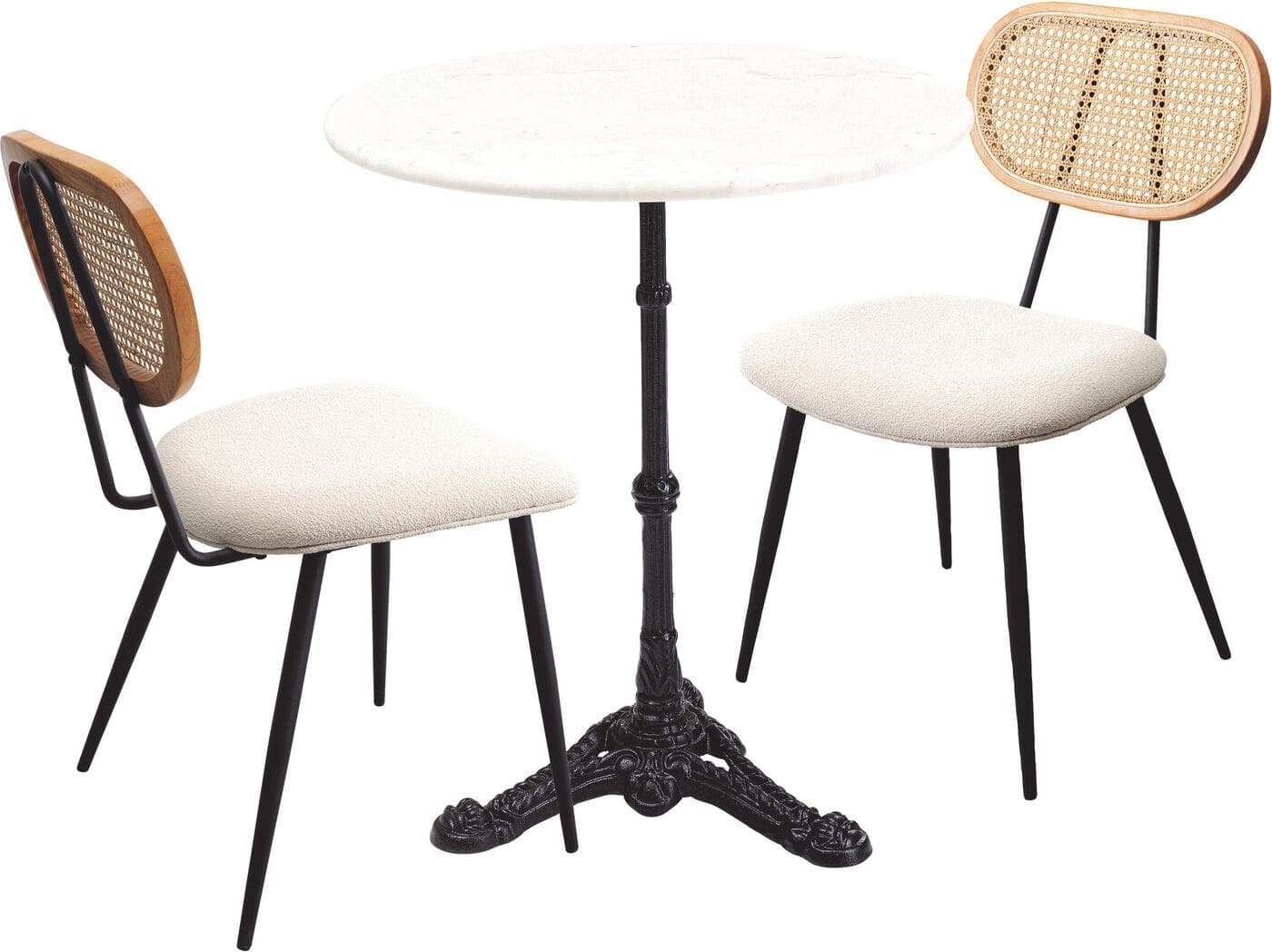 Tafel Set Bistro Rosalie Creme (3/part) Kare Design Eettafel 47434