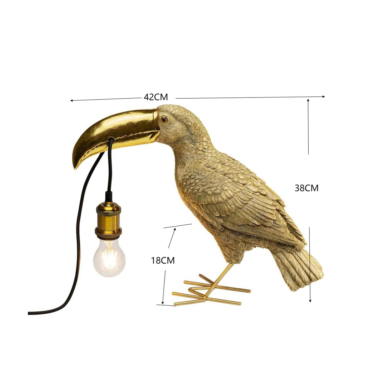 Tafellamp Toucan Gold 42cm Kare Design Tafellamp 56858