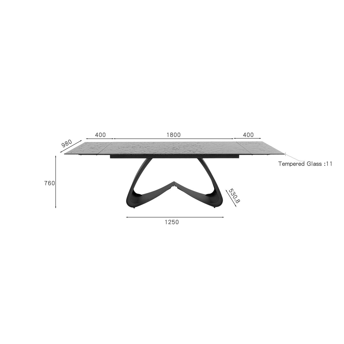 Uitschuiftafel Bellagio Glass - 180(40+40)x98cm - Afbeelding 32