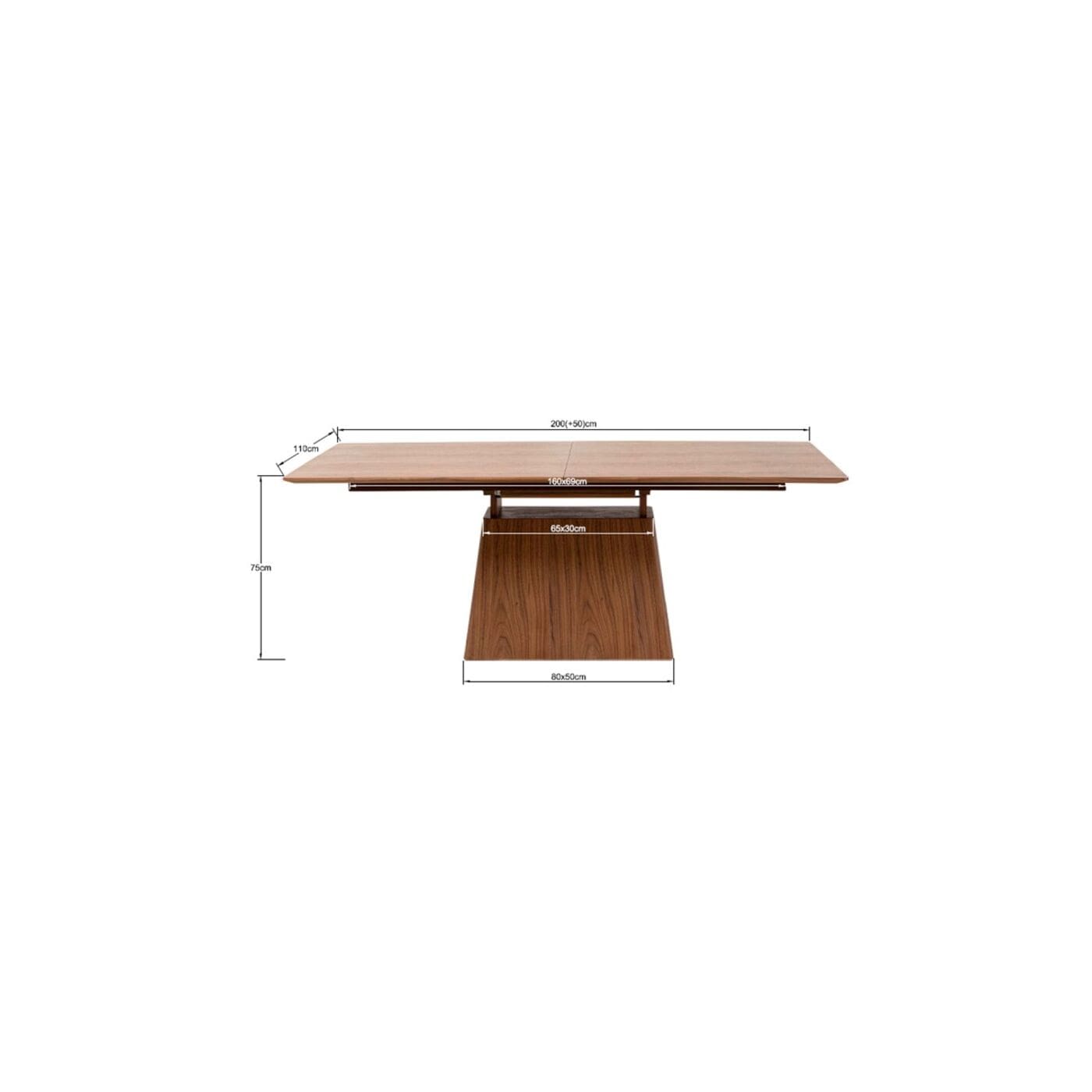 Uitschuiftafel Benvenuto Walnut - 200(50)x110cm - Afbeelding 19