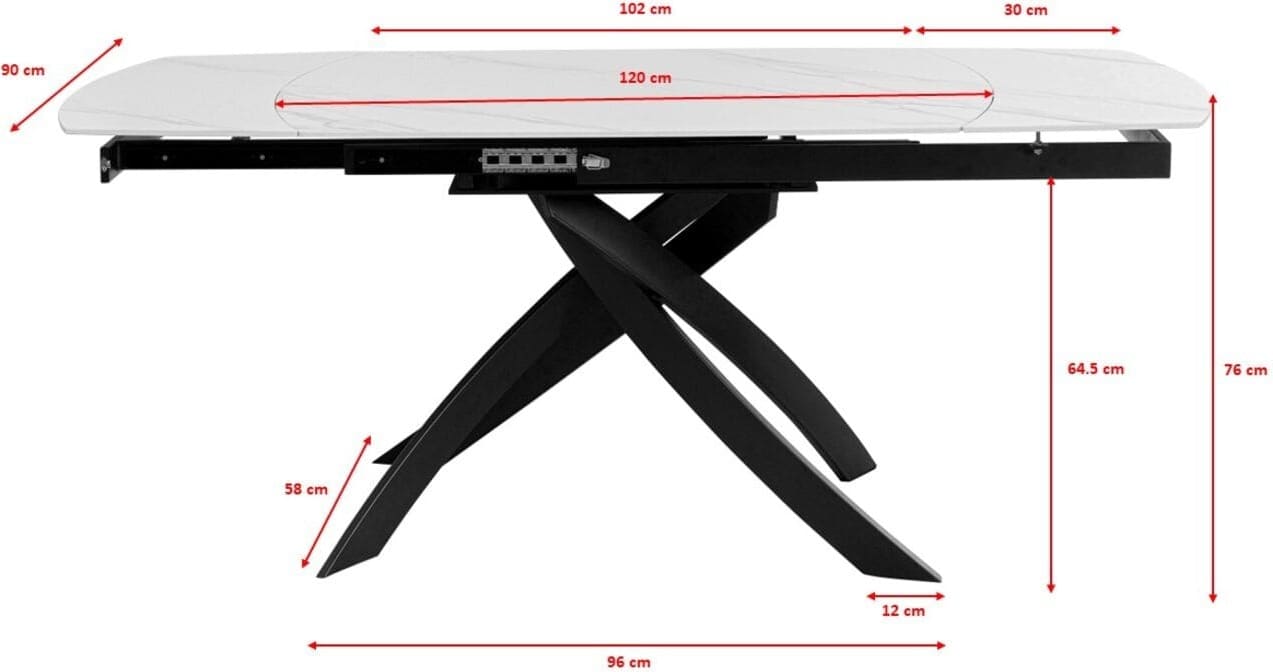 Uitschuiftafel Twist Black 120(30+30)x90cm - Afbeelding 24