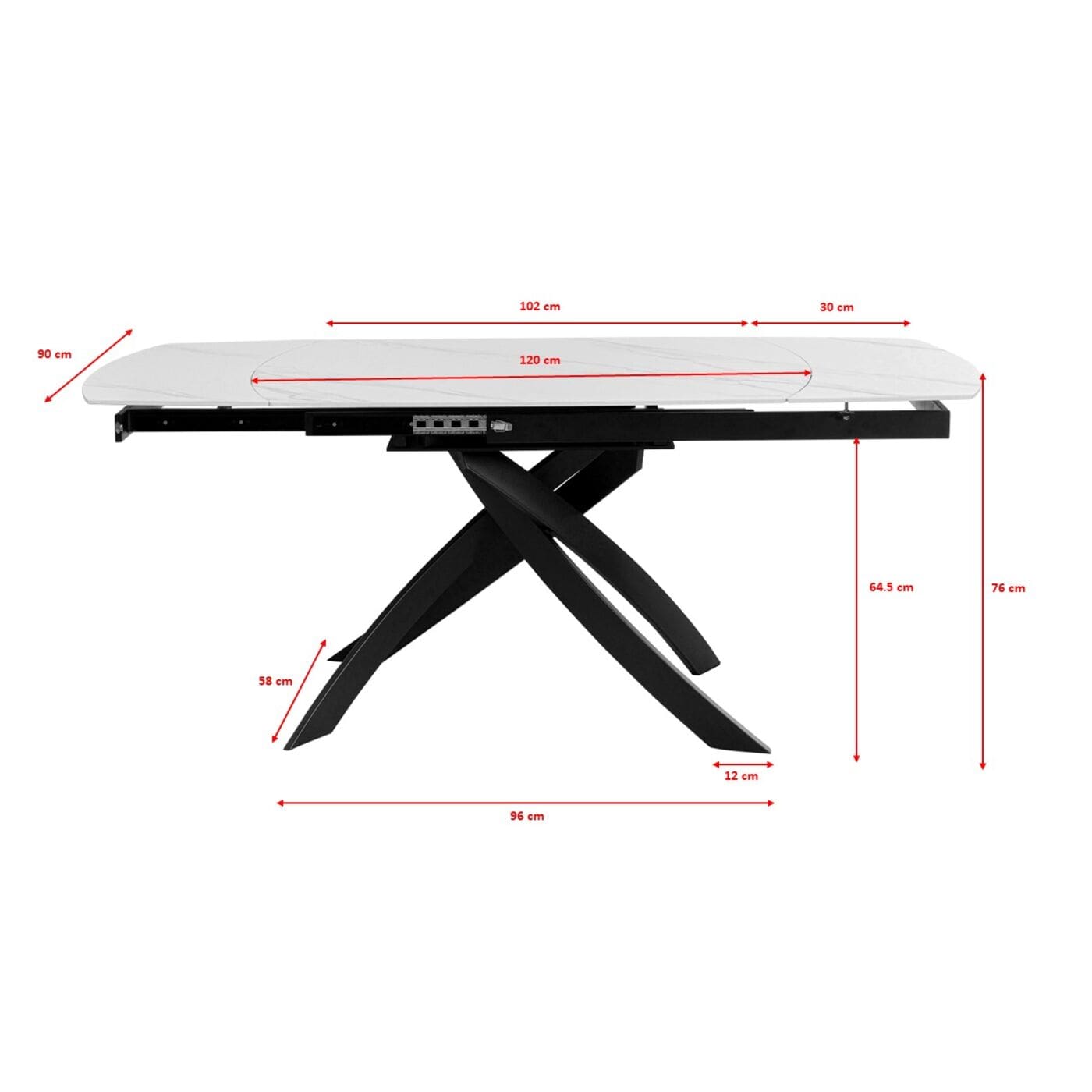 Uitschuiftafel Twist Onyx - 120(30+30)x90cm - Afbeelding 21