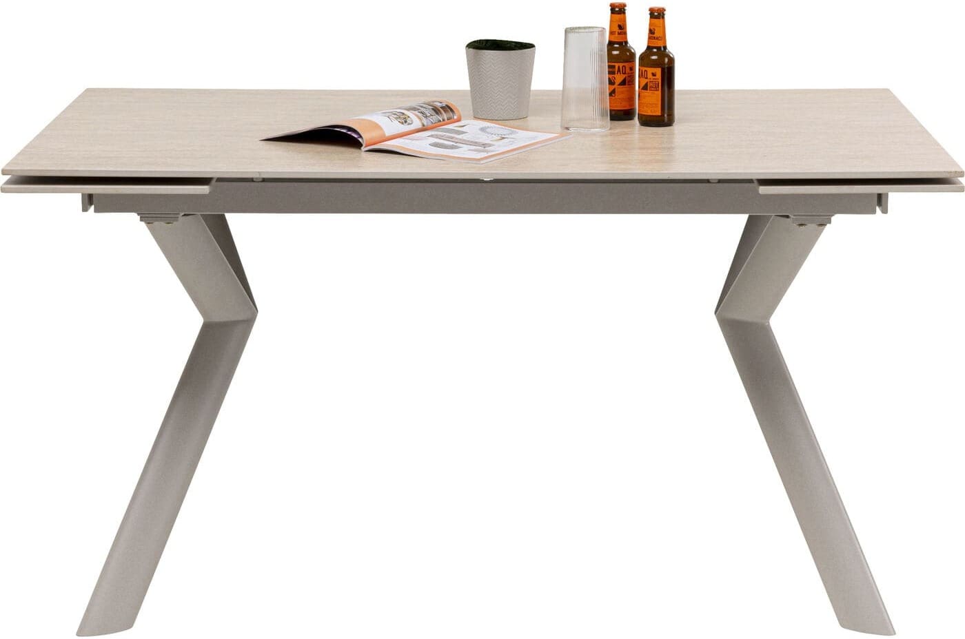 Uitschuiftafel Xenia Travertin 140(+30+30)x80cm Kare Design Uitschuiftafel 71139