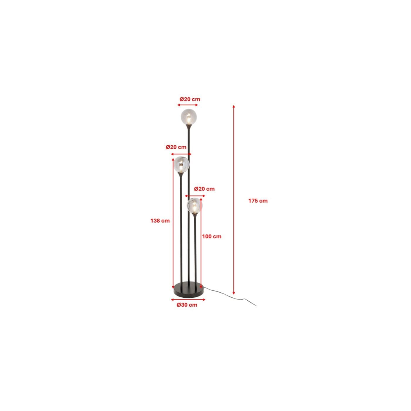 Vloerlamp Al Capone Tre Black 175cm Kare Design Vloerlamp 57460