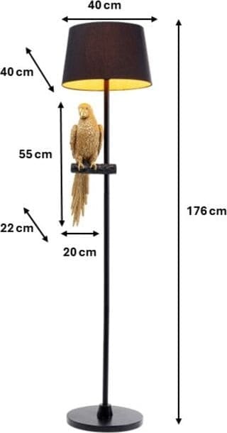 Vloerlamp Animal Parrot Gold 176cm Kare Design Vloerlamp 53445
