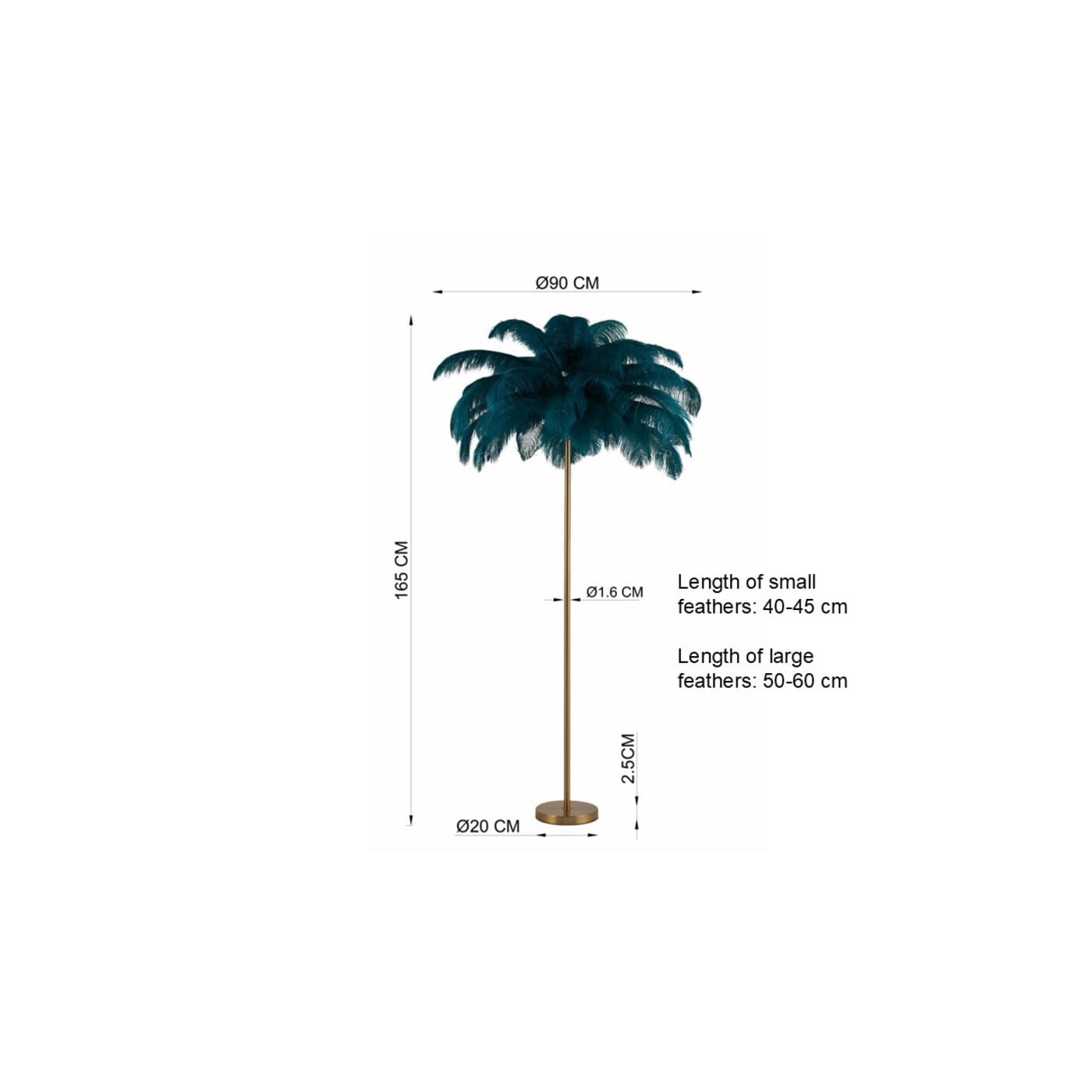 Vloerlamp Feather Palm Green 165cm Kare Design Vloerlamp 53749