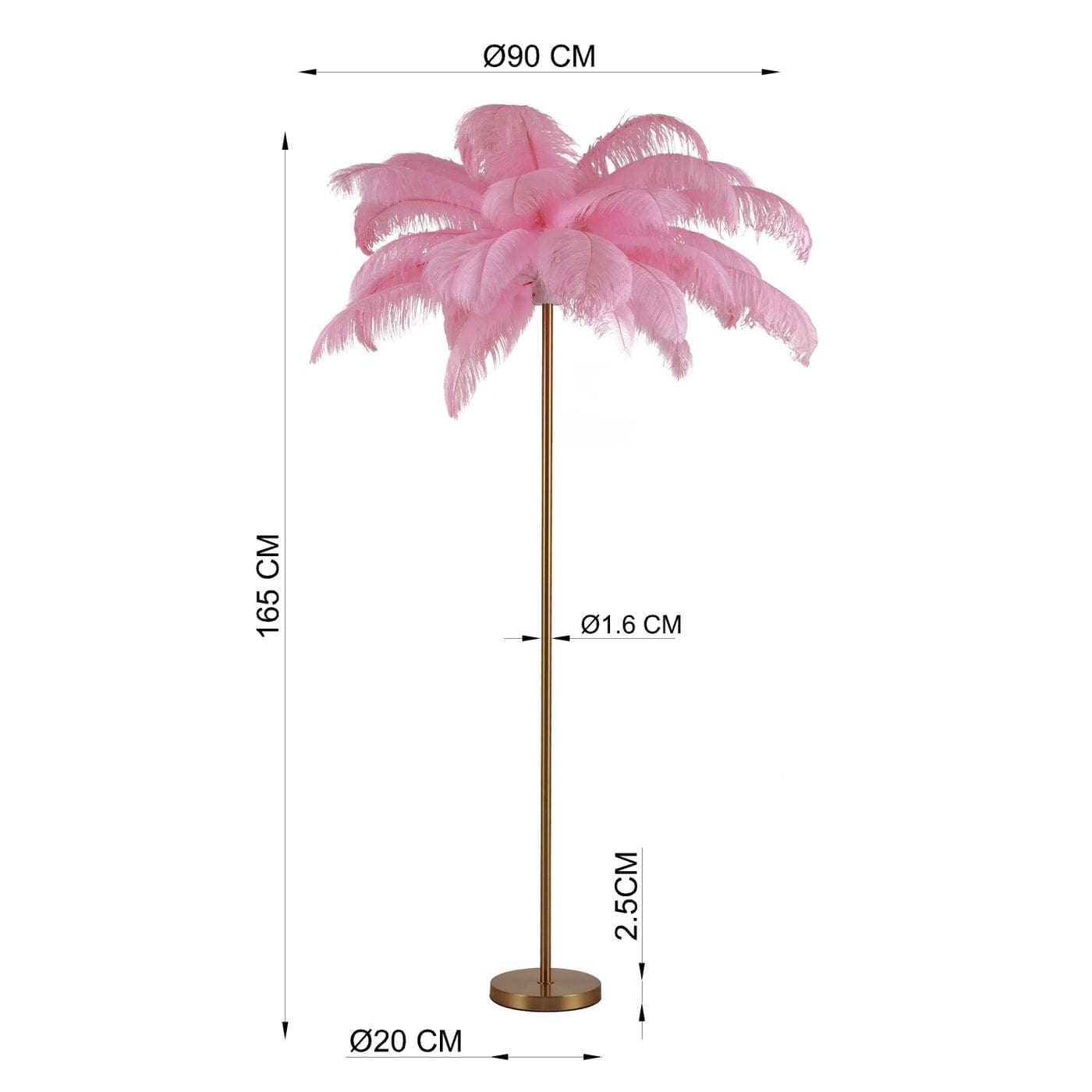 Vloerlamp Feather Palm Pink 165cm Kare Design Vloerlamp 53748