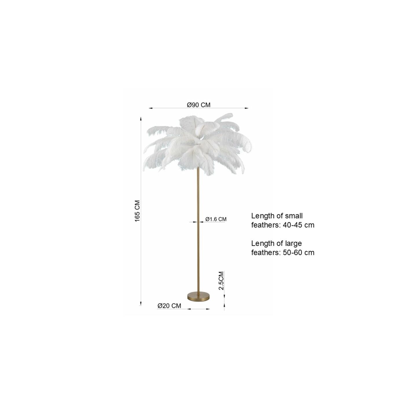 Vloerlamp Feather Palm White 165cm Kare Design Vloerlamp 53750
