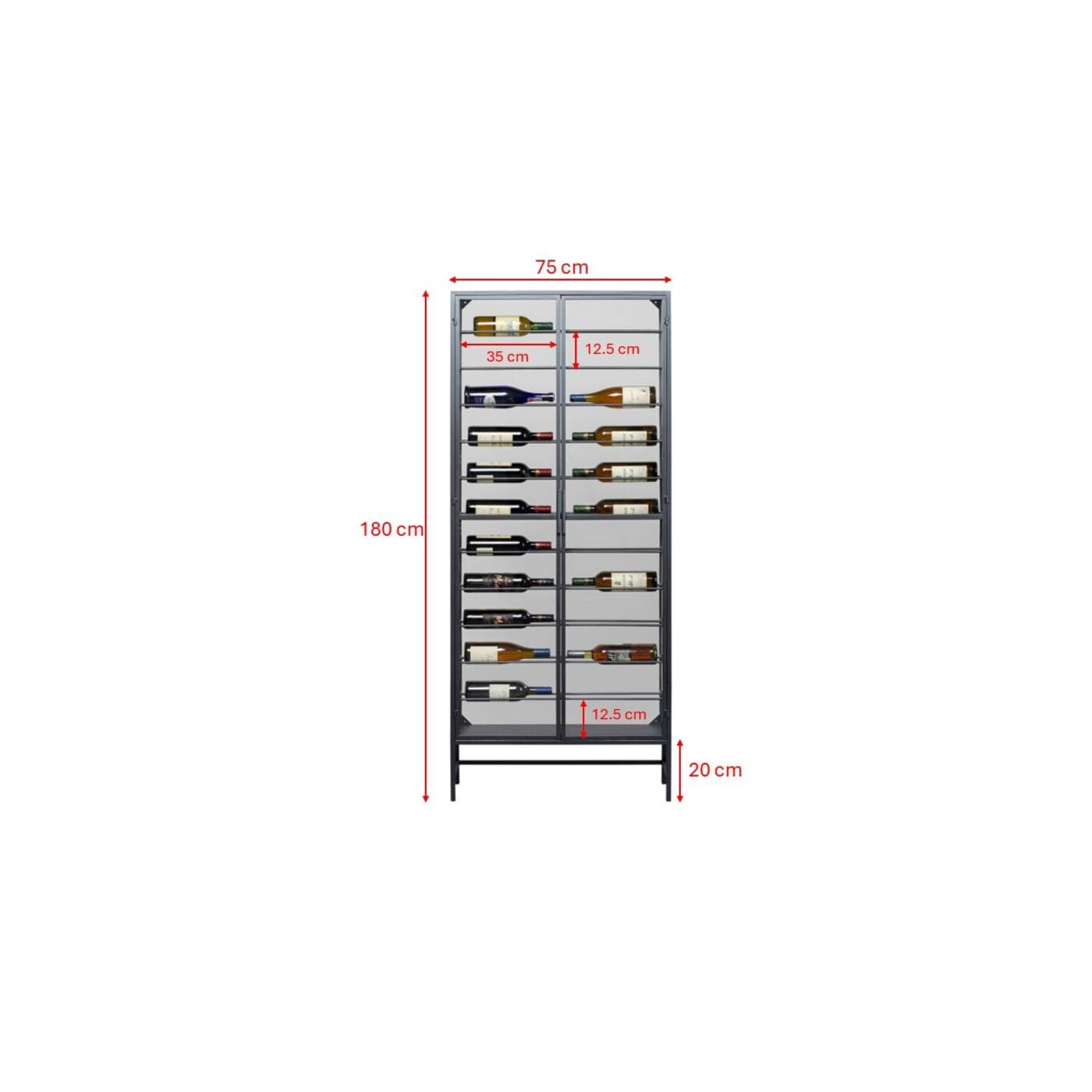 Wijnrek Porto Black 75x180cm Kare Design Wijnrek 87878