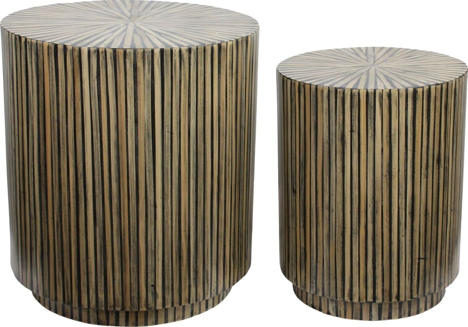 Profijt Meubel Bijzettafelset Brody 47 en 35 cm bamboeprint rond  Bijzettafel
