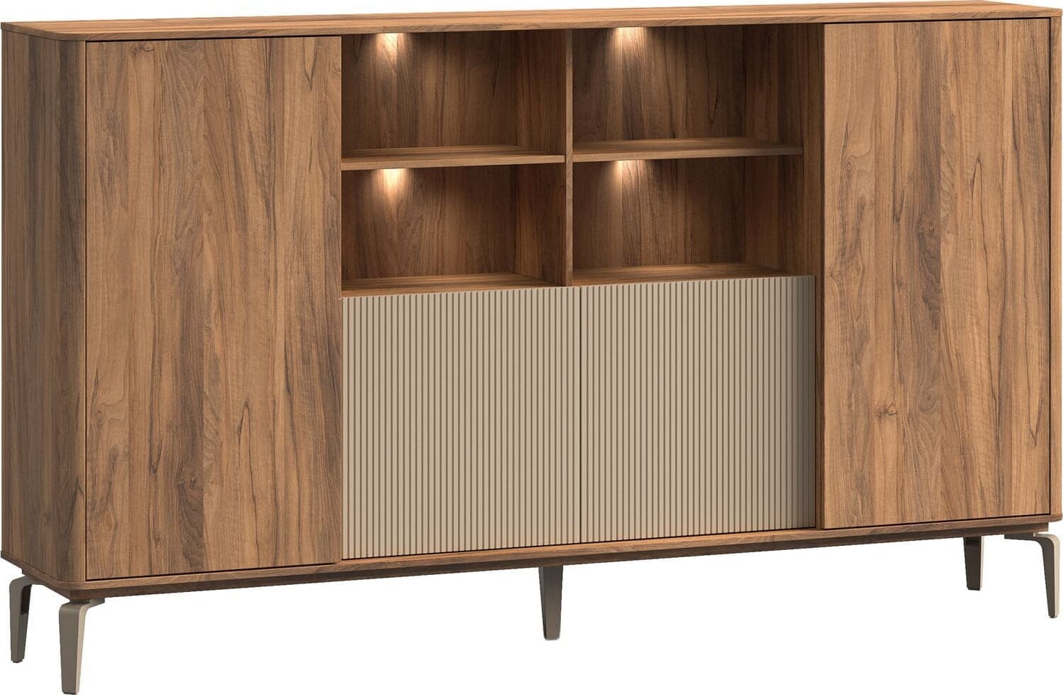 Profijt Meubel Opbergkast Lodetto 236x137x45 cm deuren champagnekleur Naturel Kast|Bergkast