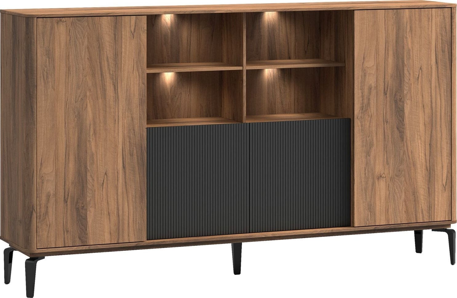Profijt Meubel Opbergkast Lodetto 236x137x45 cm deuren zwart Zwart Kast|Bergkast