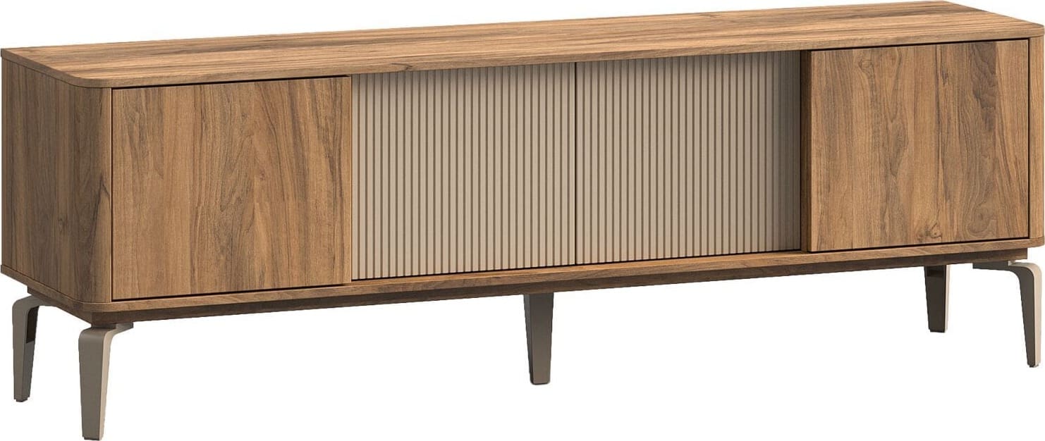 Profijt Meubel Tv-meubel Lodetto 184 cm deuren champagnekleur Bruin|Naturel Tv-meubel|Tv-dressoir
