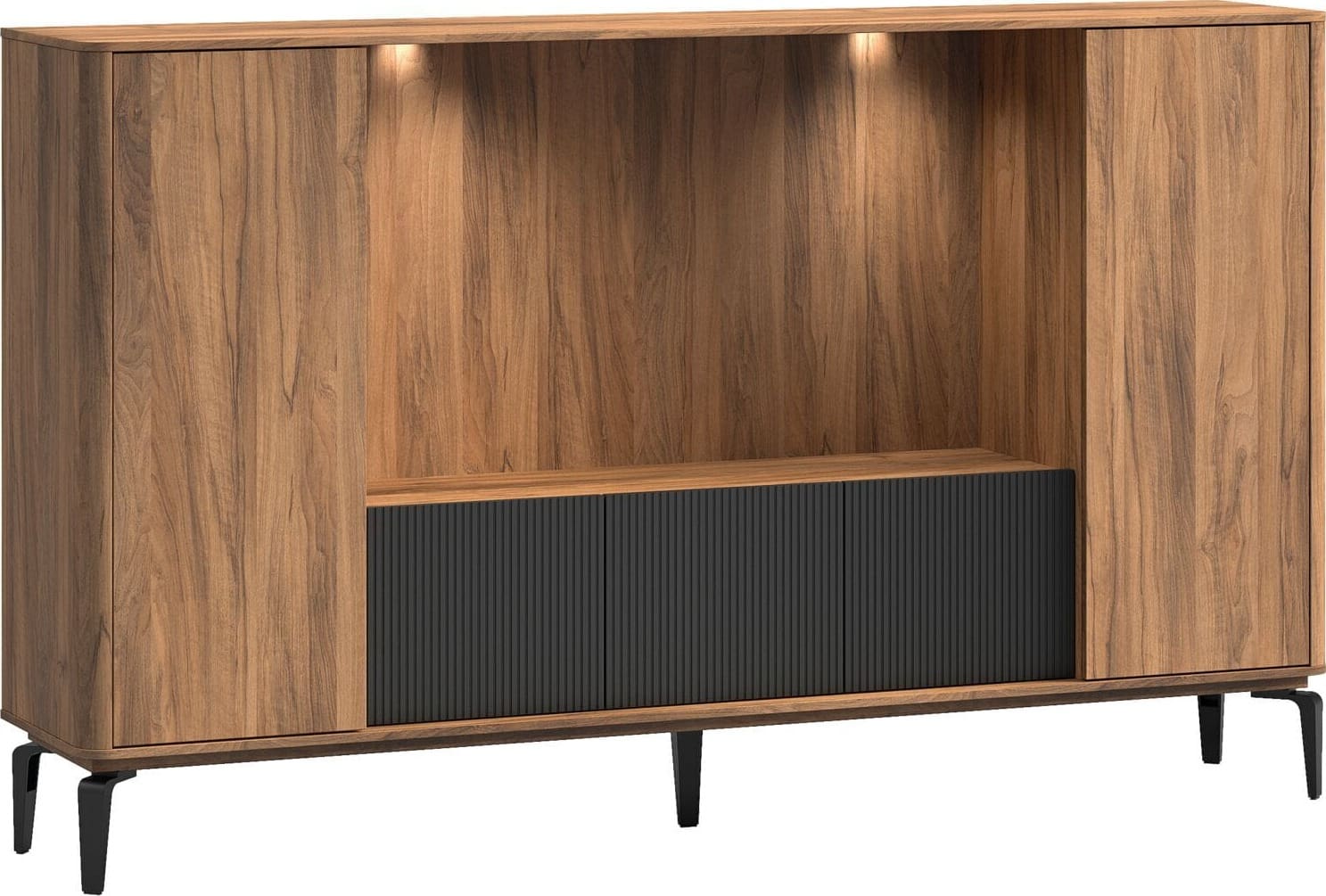 Profijt Meubel Tv-meubel Lodetto 228 cm deuren zwart Zwart Tv-meubel|Tv-dressoir
