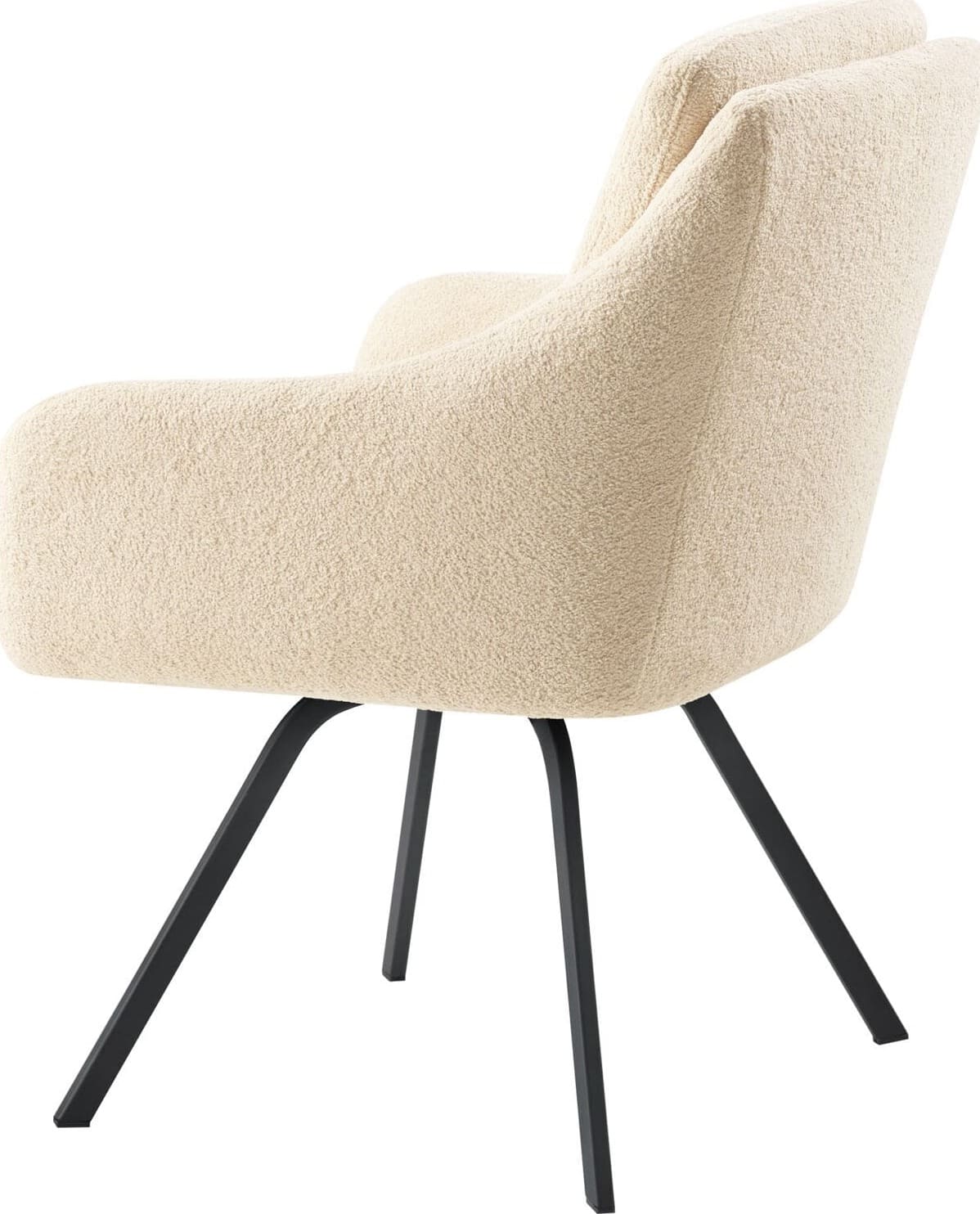 Pronto Wonen Eetkamerstoel Meltina draaibaar bouclé beige Beige|Wit Eetkamerstoel