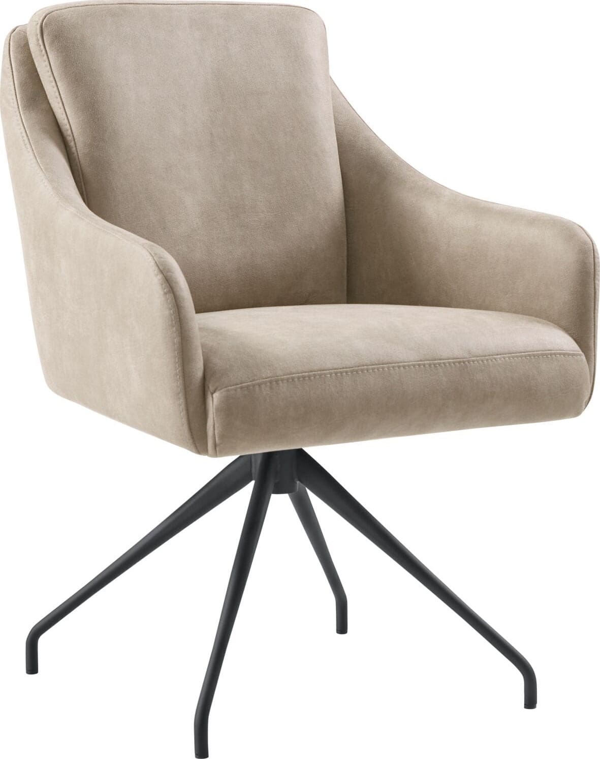 Pronto Wonen Eetkamerstoel Meltina draaibaar microleder beige Beige|Wit Eetkamerstoel