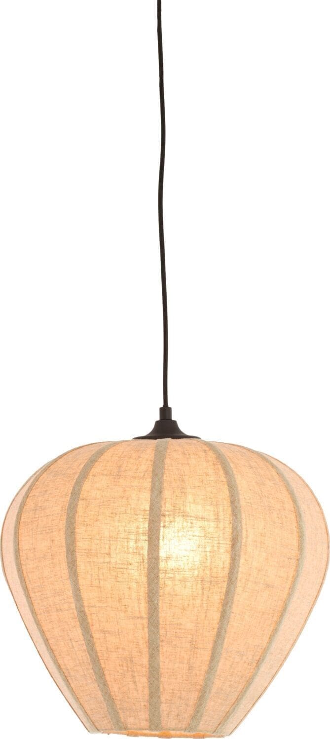 Pronto Wonen Hanglamp Moscito zwart ecru linnen 1-lichts Beige|Wit Verlichting