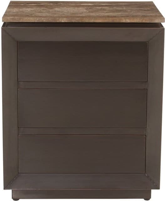 Richmond Interiors Nachtkastje Russo brown 3-drawers Bruin Nachtkastje