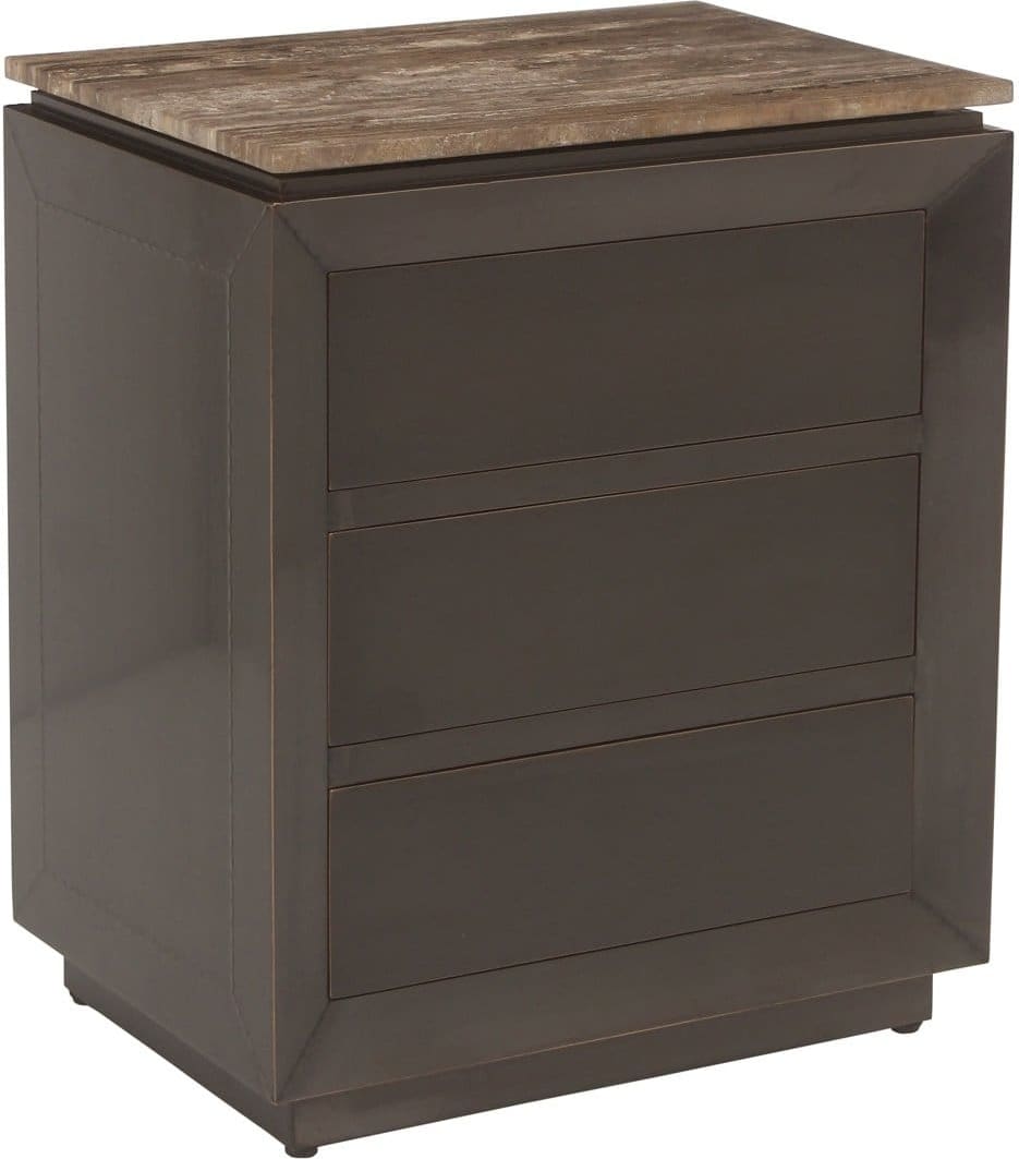 Richmond Interiors Nachtkastje Russo brown 3-drawers Bruin Nachtkastje
