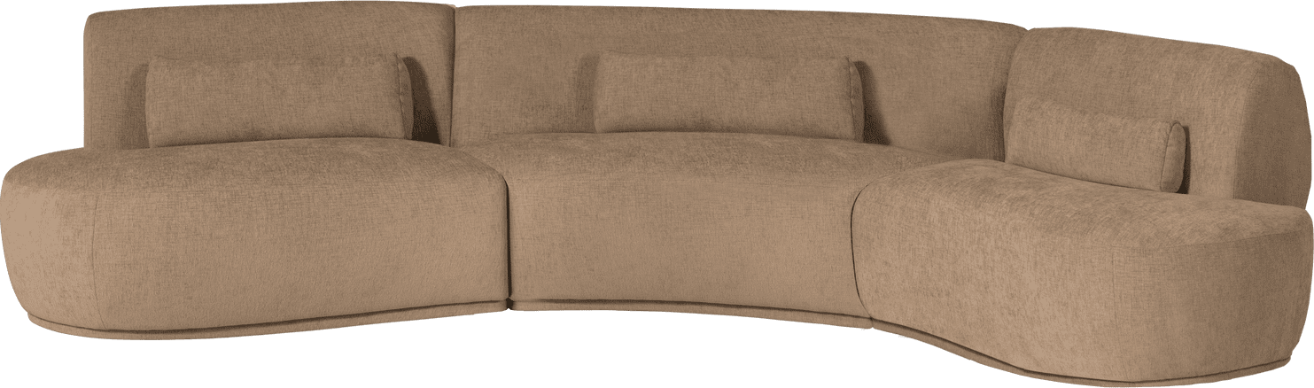 WOOOD Batavier half ronde 6-zitsbank velvet lichtbruin melange Lichtbruin melange