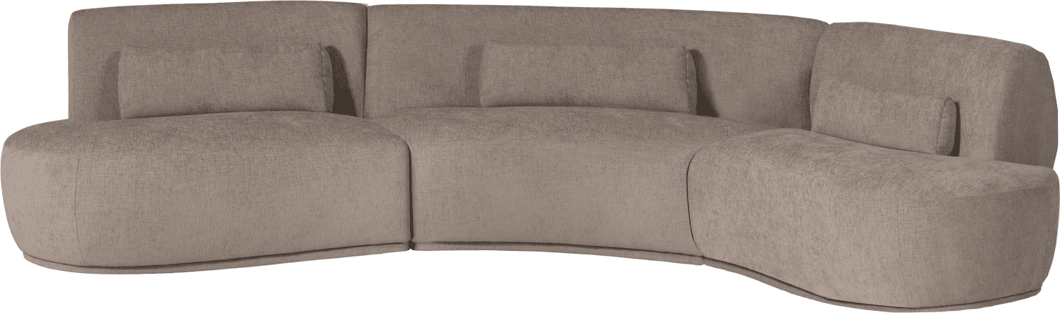 WOOOD Batavier half ronde 6-zitsbank velvet zand melange Bruin|Beige