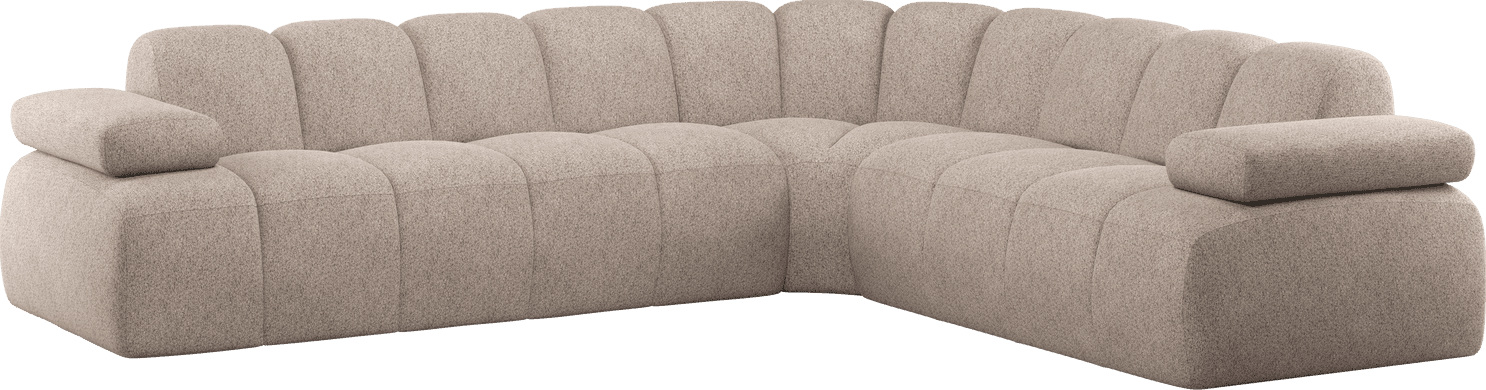 WOOOD Mojo hoekbank rechts wollig donkerzand Bruin|Beige Hoekbank