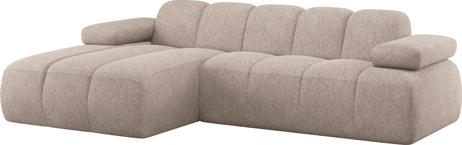 WOOOD Mojo chaise longue links wollig donkerzand Bruin|Beige