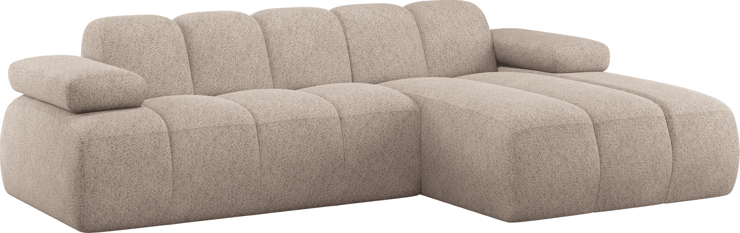 WOOOD Mojo chaise longue rechts wollig donkerzand Bruin|Beige