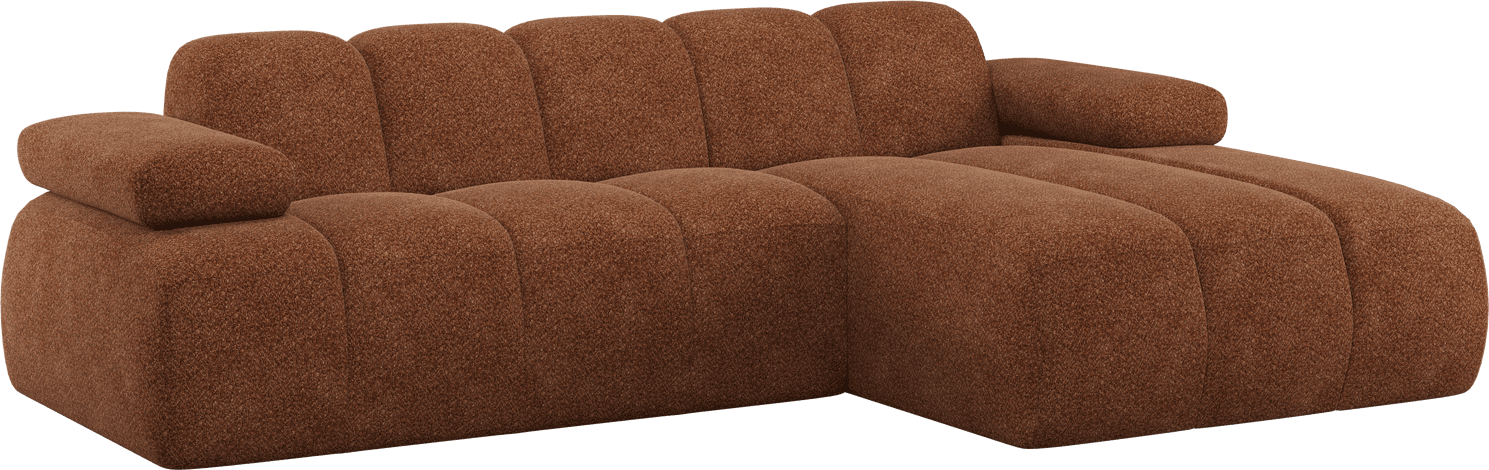 WOOOD Mojo chaise longue rechts wollig roestbruin Roestbruin