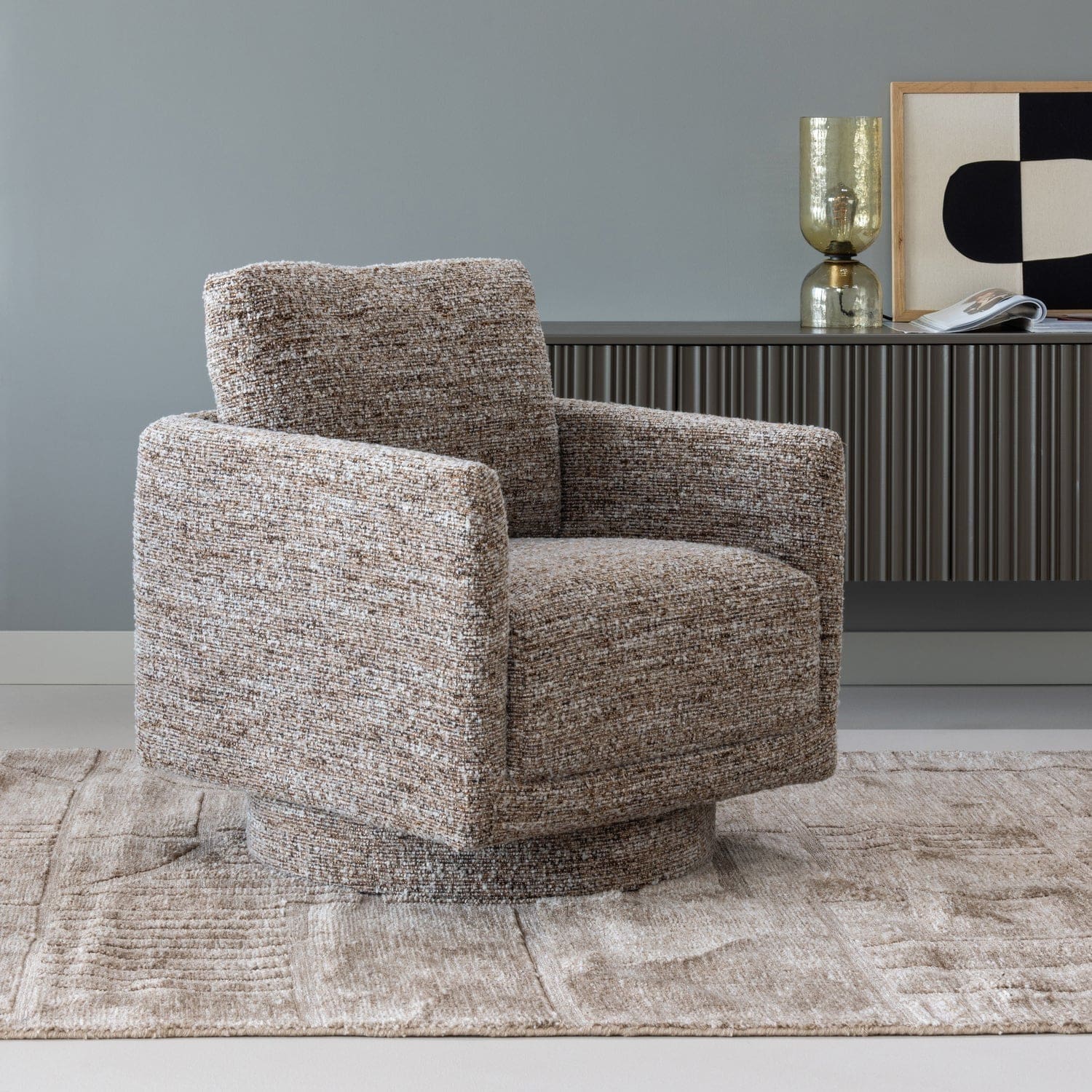 WOOOD Oska draaifauteuil bruin melange Bruin melange Draaifauteuil