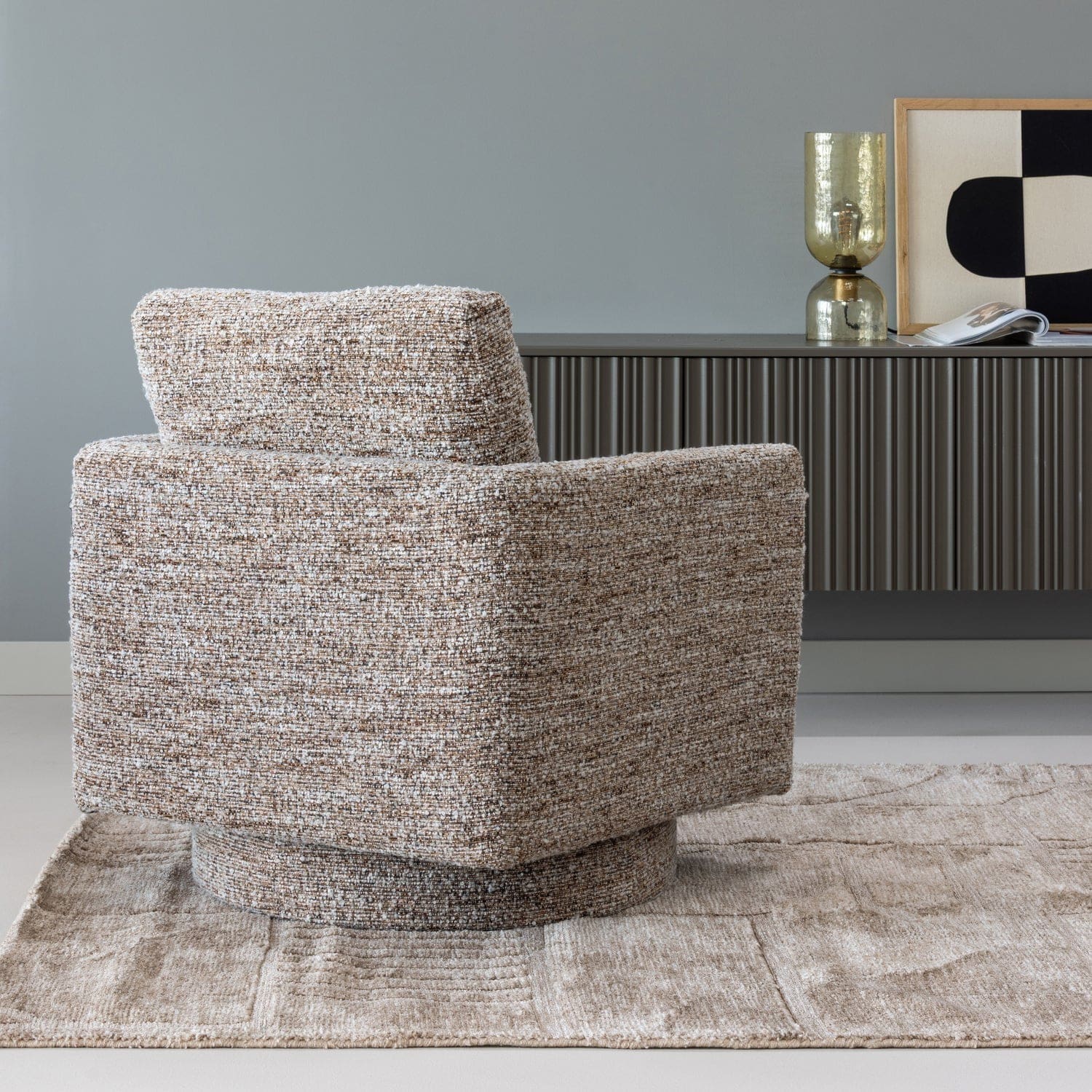 WOOOD Oska draaifauteuil bruin melange Bruin melange Draaifauteuil