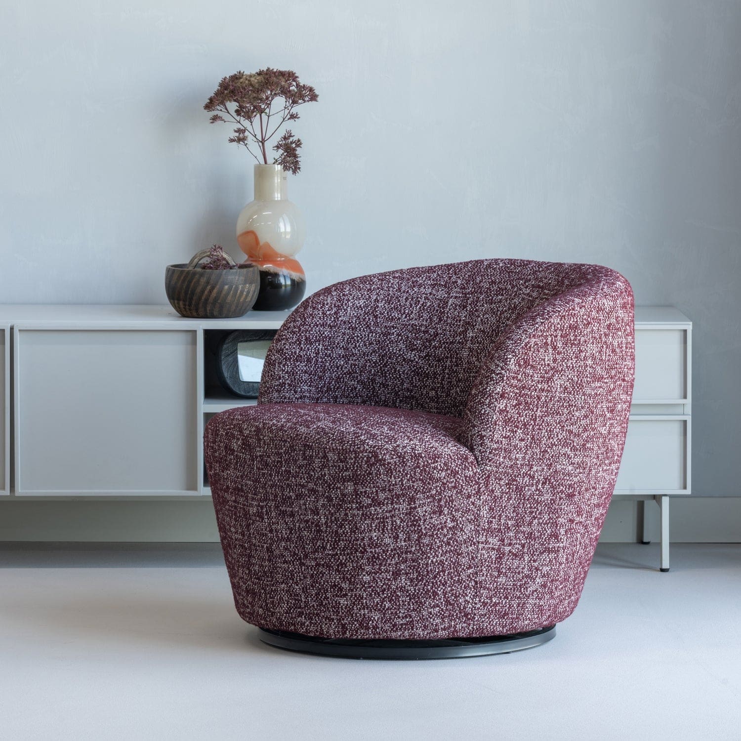 WOOOD Serra draaifauteuil bordeauxrood melange Bordeaux Draaifauteuil