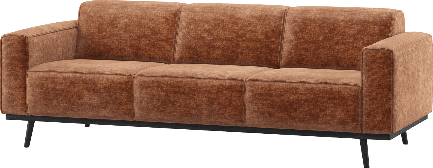 WOOOD Statement 3-zitsbank 230cm chenille velvet terra Cognac|Oranje|Bruin 3-zitsbank