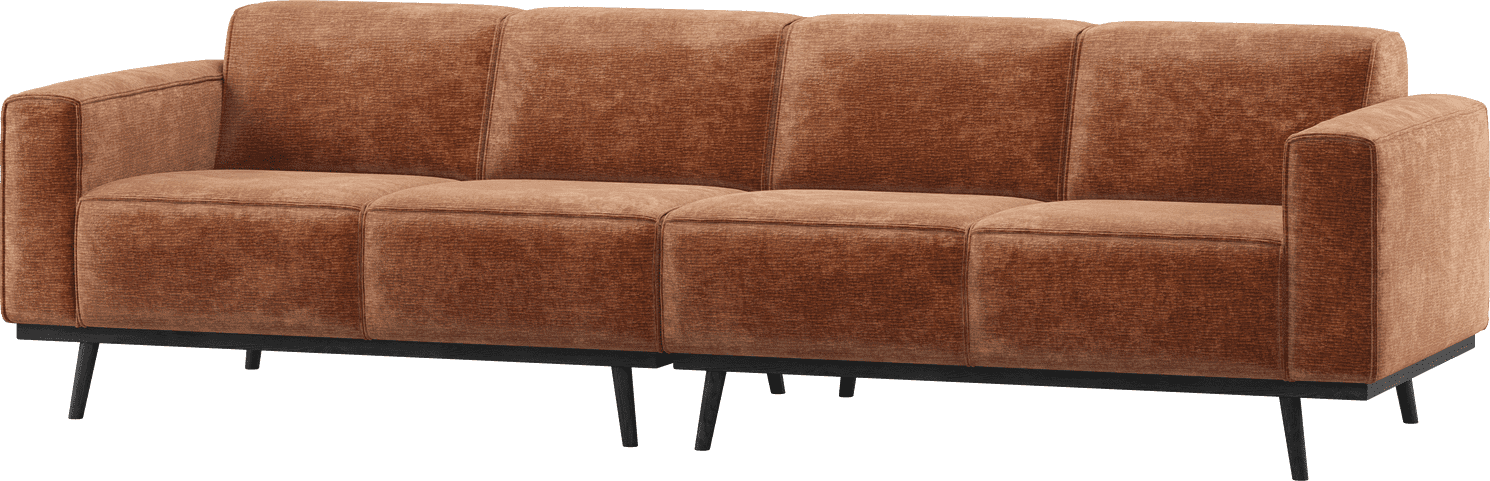 WOOOD Statement 4-zitsbank 280cm chenille velvet terra Cognac|Oranje|Bruin 4-zitsbank