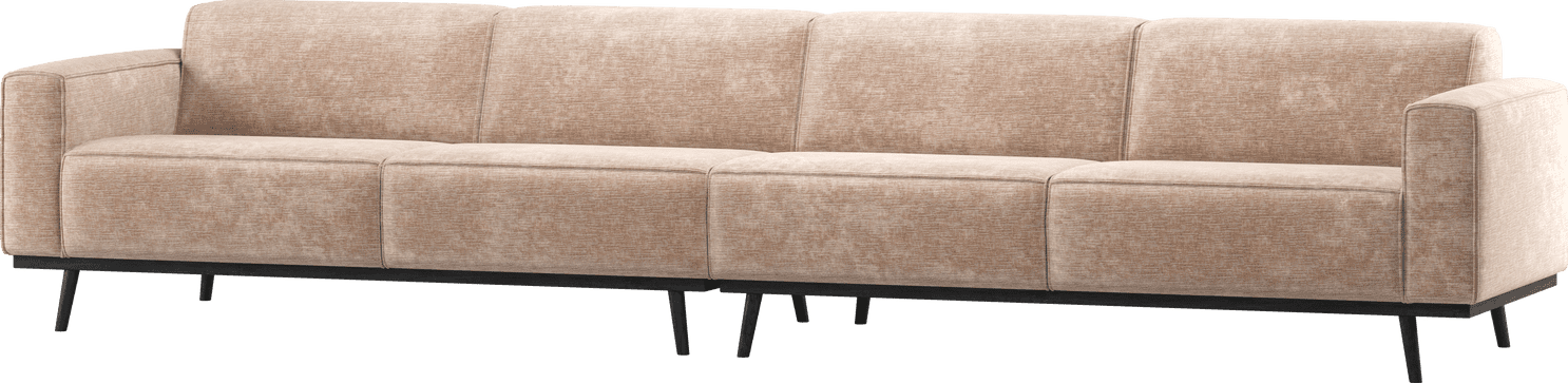 WOOOD Statement xl 4-zitsbank 372cm chenille velvet naturel Naturel 4-zitsbank