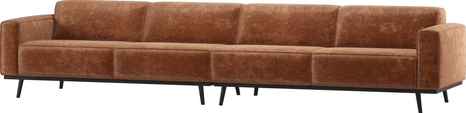 WOOOD Statement xl 4-zitsbank 372cm chenille velvet terra Cognac|Oranje|Bruin 4-zitsbank